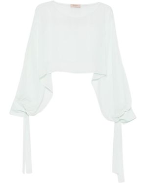 Twinset Cropped Tie-Sleeve Blouse - White