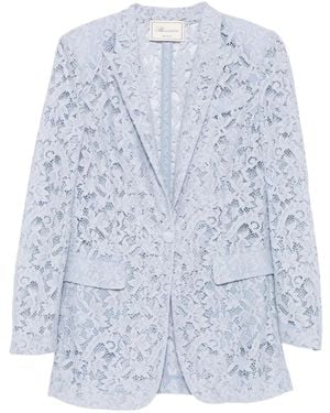 Blumarine Lapel Long-Sleeved Suit Jacket - Blue
