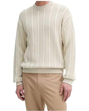 BOSS Ribbed Crew-Neck Jumper - Natural