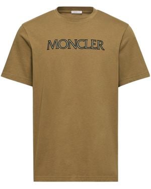 Moncler Logo Embroidered Crewneck T-Shirt - Green