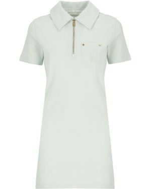 Palm Angels Logo Embroidered Mini Polo Dress - Green