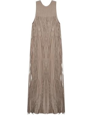 Alysi Long Fringed Dress - Natural