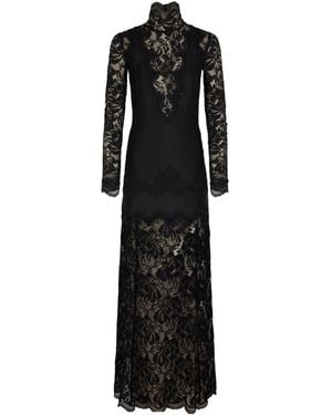 Rabanne Rabanne Long Lace Jersey Dress - Black