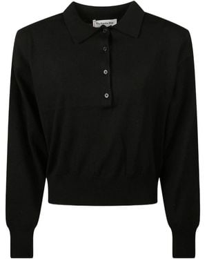Frankie Shop Knit Polo Shirt - Black