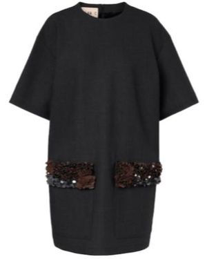 Plan C Sequined Wool-Blend Minidress - Black
