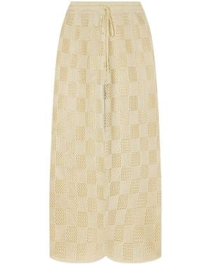 Calle Del Mar Checked Woven Wide-Leg Trousers - Natural