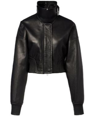 Sportmax Cropped Leather Jacket - Black