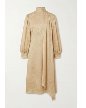 Gucci Diagonal Gg Silk Jacquard Dress - Natural
