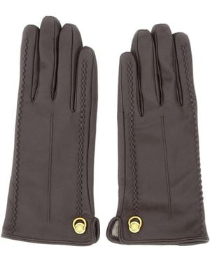 Gianni Chiarini Logo-Rivet Leather Gloves - Brown