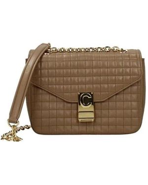 Celine C Bag Medium Cow Leather Quilted Handbag - Brown
