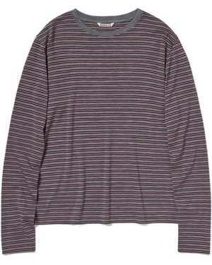 AURALEE Long-Sleeved Striped T-Shirt - Purple