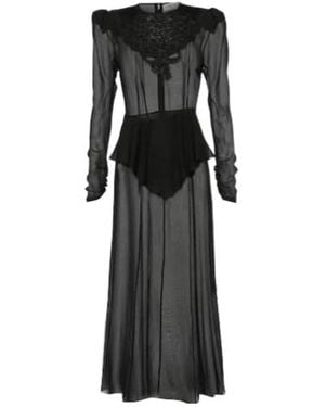 Alessandra Rich Silk Georgette Midi Dress - Black