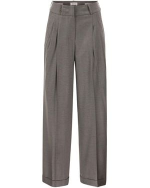 Peserico Pleated Twill Pants - Gray