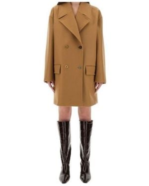Moschino Double-Breasted Midi Coat - Natural
