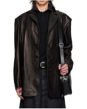 Lu'u Dan Oversized Tailored Suit Leather Blazer - Black