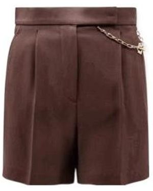 Elisabetta Franchi Chained Detailed Pleated Shorts - Brown