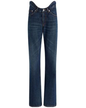 Jean Paul Gaultier Curvy-Waistband Straight-Leg Jeans - Blue