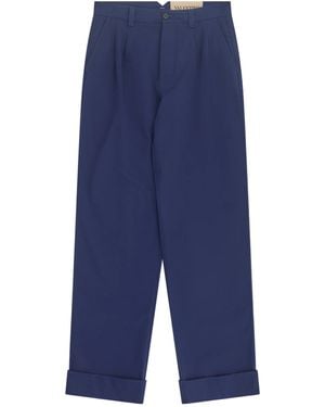 Valentino Turn-Up Hem Straight Leg Trousers - Blue