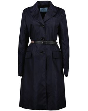 Prada Re-Nylon Belted Coat - Blue