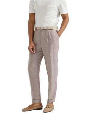 Brunello Cucinelli Pleat Detailing Trousers - Natural