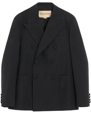 Valentino Lapel Long-Sleeved Suit Jacket - Black