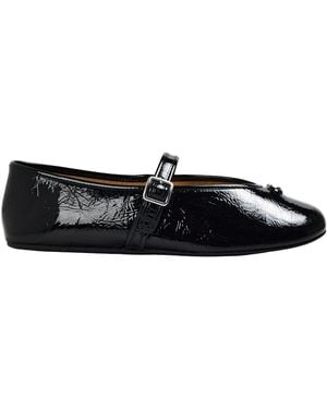 COACH Patent Leather Mary Jane Flats - Black