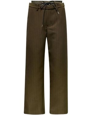 Sacai Pinstripe Drawstring Trousers - Green