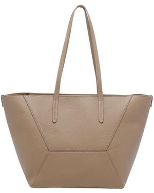 Brunello Cucinelli Logo Embossed Top Handle Bag - Natural