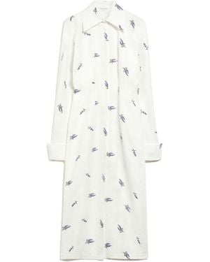 Sportmax Floral-Print Shirt Dress - White