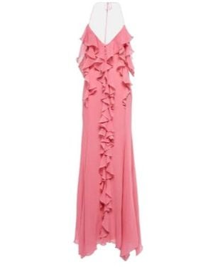 Blumarine Ruffle Cotton And Silk Maxi Dress - Pink