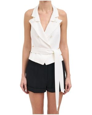 Elisabetta Franchi V-Neck Tie-Front Vest - White