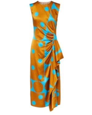 Dries Van Noten Draped Printed Satin Midi Dress - Multicolor
