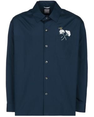 Dior Shirt With Flower Bee Embroidery - Blue