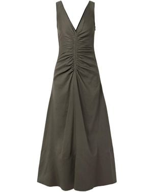 Proenza Schouler Remi Ruched Organic Linen-Blend Twill Maxi Dress - Green