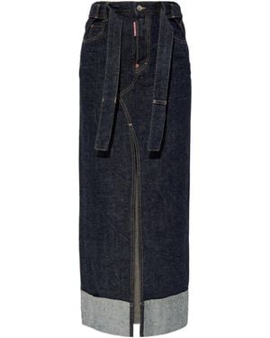DSquared² X Magliano Belted Denim Maxi Skirt - Blue