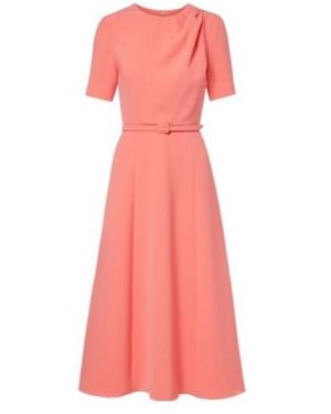 Carolina Herrera Belted Crepe Midi Dress - Pink