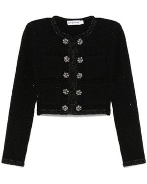 Self-Portrait Crew Neck Long-Sleeved Jacket - Black