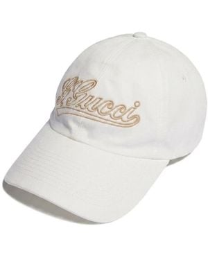 Gucci Cotton Baseball Hat With Embroidery - White