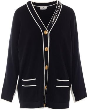 Elisabetta Franchi Logo Trim Cardigan - Blue