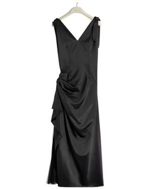 Dior Long Draped Dress - Black