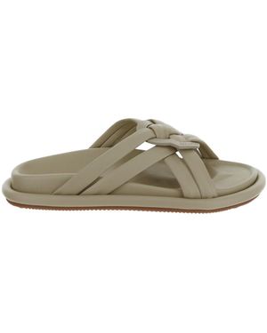Moncler Logo Embossed Sandals - Brown