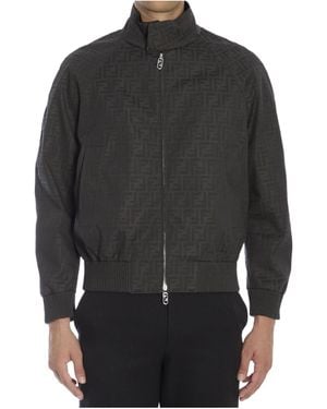 Fendi Monogrammed Zip-Up Jacket - Black