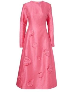 Leo Amira Floral-Appliqué Cocktail Dress - Pink
