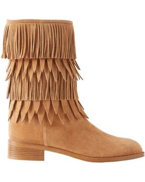 Aquazzura Fringed Suede Boots - Brown