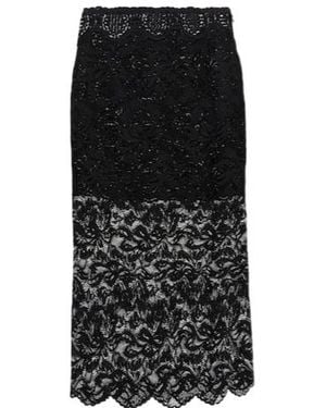 Rabanne Layered Lace Midi Skirt - Black