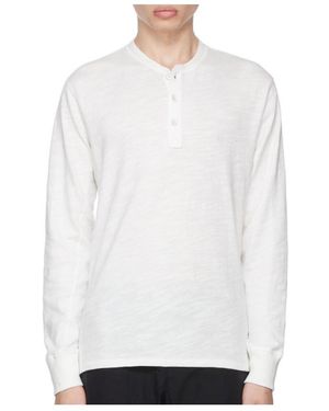 Rag & Bone Round Slit Collar Long-Sleeved T-Shirt - White