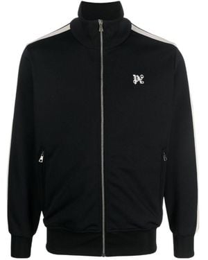 Palm Angels Monogram Embroidered Zipped Jacket - Black