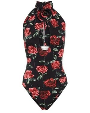 Magda Butrym Floral Cutout Jersey Bodysuit - Red