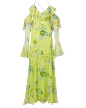 Blumarine Floral Pattern Silk Crepe Dress - Green