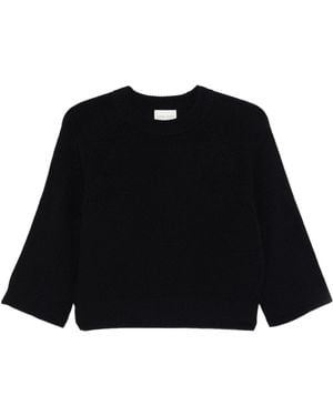 forte_forte Notte Merinos English Rib Crewneck - Black